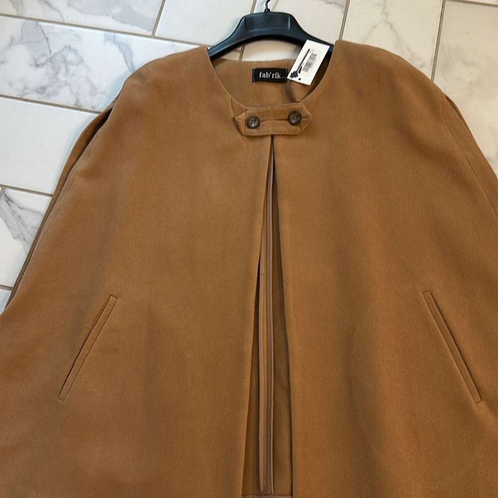 New Camel Color Fabrik Cape Coat - Picture 2 of 4